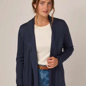 State Cashmere Lightweight Navy Blue Cardigan Sweater